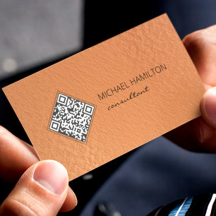 Carte De Visite Profil de feuille de cuivre de code QR