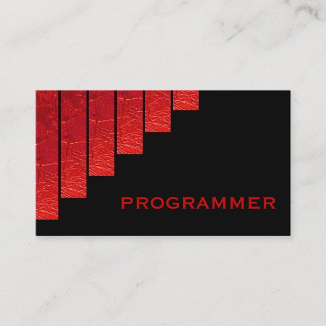Carte De Visite Programmateur moderne rouge, noir à bandes vertica (Devant)