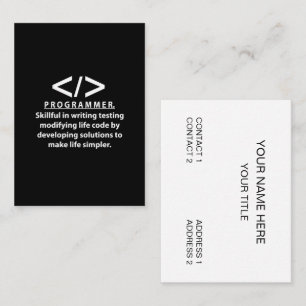Carte De Visite Programmeur développeur de codage programmeur