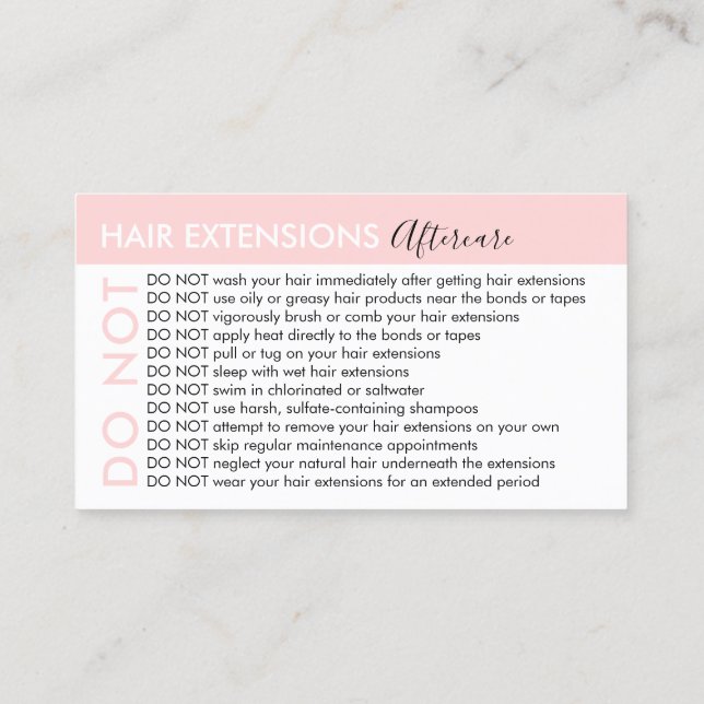 Carte De Visite Prolongations de cheveux évite les conseils (Dos)