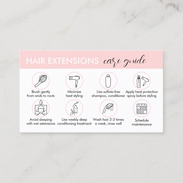 Carte De Visite Prolongations de cheveux roses Instructions du Gui (Dos)