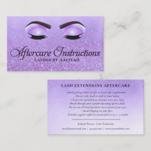 Carte De Visite Prolongations Lash Après-soin Purple Glam Parties 