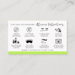 Carte De Visite Prolongations Lash Instructions de post-soins Mode