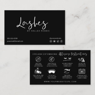 Carte De Visite Prolongations Lash Instructions de post-soins Mode