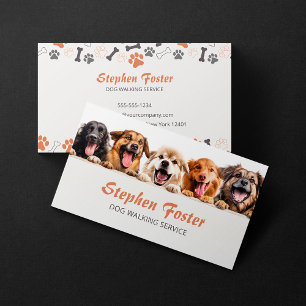 Carte De Visite Promenade de Chien Chiens Heureux Garde d'Animaux 