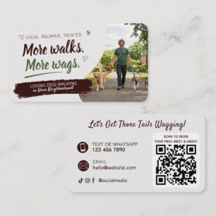 Carte De Visite Promenade de Chien Garde d'Animaux avec QR Code