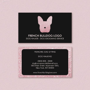 Carte De Visite Promeneur de chien toiletteur Bouledogue Français