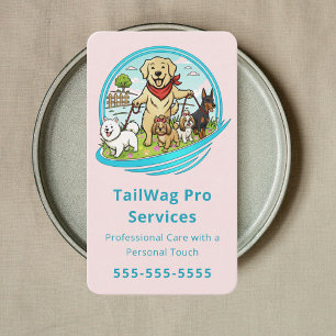 Carte De Visite Promeneur de chiens heureux Garde d'animaux Format