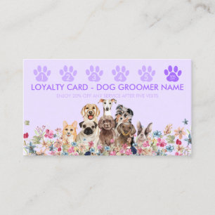 Carte De Visite Promeneur de chiens Purple Lilac Toilettage Punch 