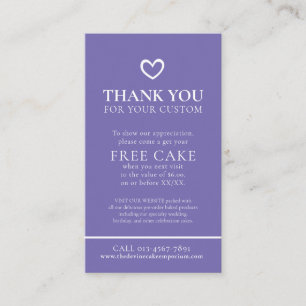 Carte De Visite Promo-cake sans photo pour Merci