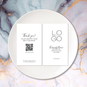 Carte De Visite Promo de script minimaliste blanc Élégant Réductio