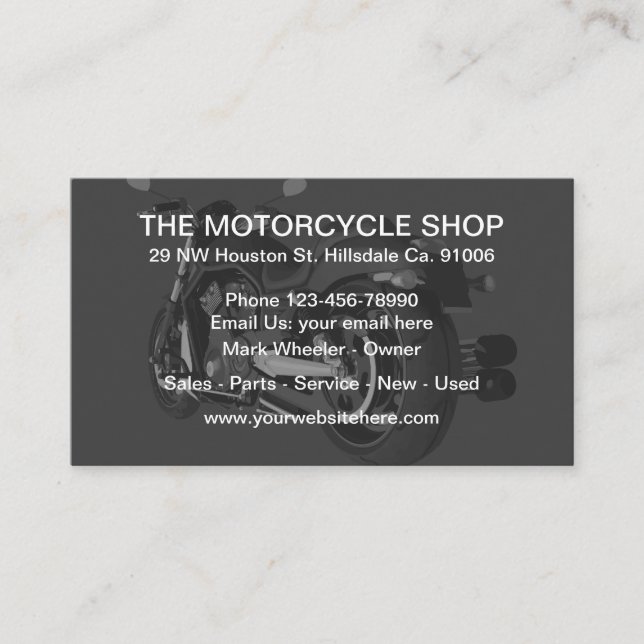 Carte De Visite Promotion d'affaires de thème de moto (Devant)