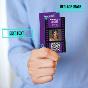 Carte De Visite Promotion de la chaîne YouTube - Purple Film Motif