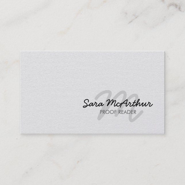 Carte De Visite Proofreader Cursive Monogram Business Card (Devant)