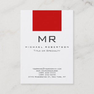 Carte de visite propre rouge blanc de monogramme