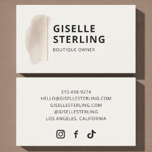 Carte De Visite Propriétaire de boutique Neutre Beige Aquarelle Él
