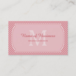 Carte De Visite Propriétaire de la boutique Monogramme Rose