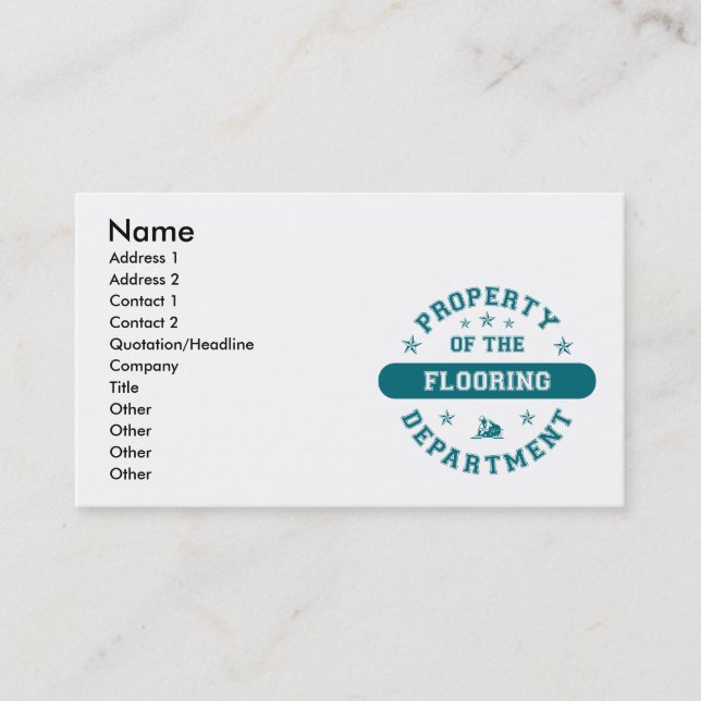 Carte De Visite Propriété du département de plancher (Devant)