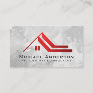 Carte De Visite Propriétés immobilières   Logo en métal rouge