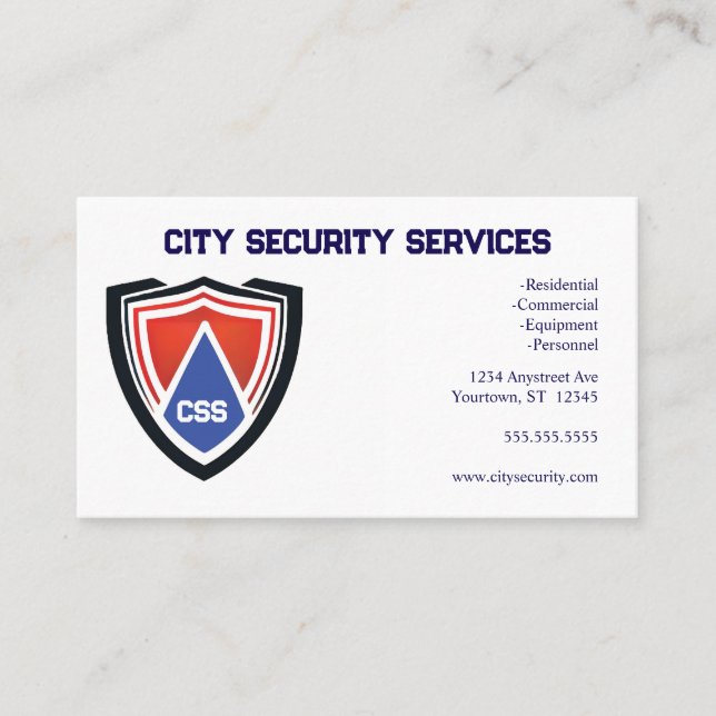 Carte De Visite Protection de la sécurité du Bouclier bleu rouge (Devant)