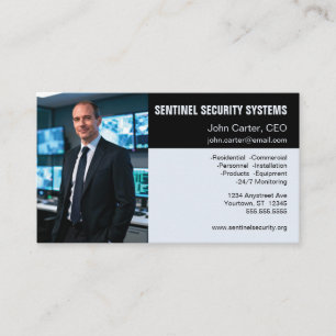 Carte De Visite Protection de sécurité grise et noire de photo