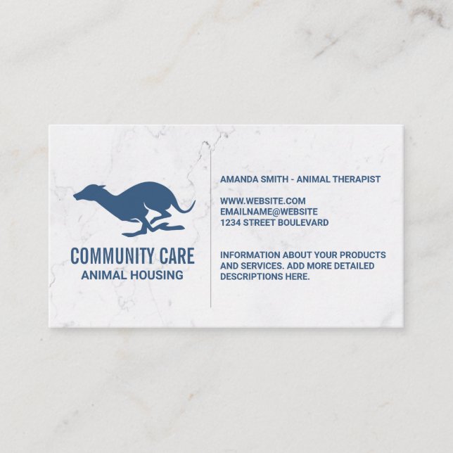 Carte De Visite Protection des animaux | Logo de course de chien (Devant)