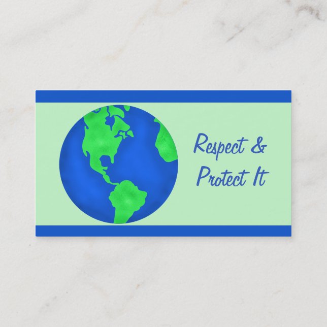 Carte De Visite Protéger l'environnement de la Terre Protection de (Dos)