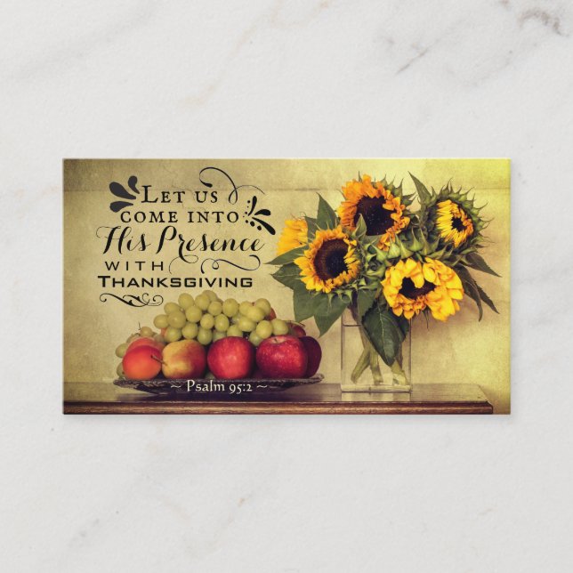 Carte De Visite Psaume 95:2 En sa présence avec Thanksgiving (Devant)
