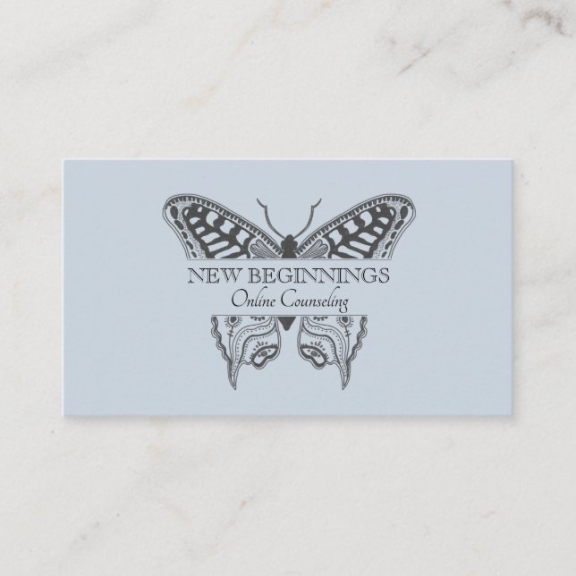 Carte De Visite Psychiatre Conseiller Thérapiste Papillon Bleu (Devant)