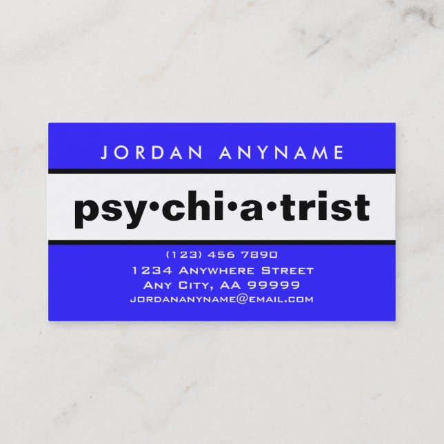Carte De Visite Psychiatre Gras Bleu et Blanc (Dos)