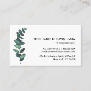 Carte de visite psycho-thérapeute moderne Eucalypt