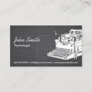 Carte De Visite Psychologue de la machine à écrire Vintage Linen