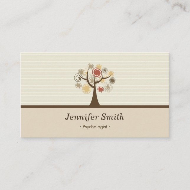Carte De Visite Psychologue - Elégant thème naturel (Devant)