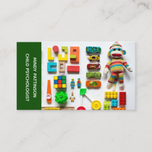Carte De Visite Psychologue Enfant Jouets Thérapeutique Photo Vert