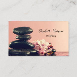 Carte De Visite Psychologue Thérapeute Noir Pierres Fleur Zen