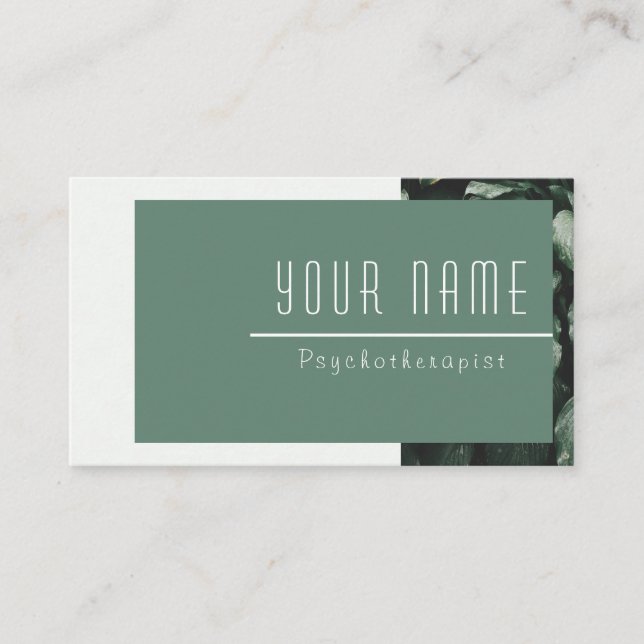 Carte De Visite Psychothérapeute Calme Vert Nature Minimale Modern (Devant)