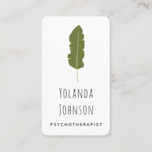 Carte De Visite Psychothérapeute de la feuille verte simple Plante