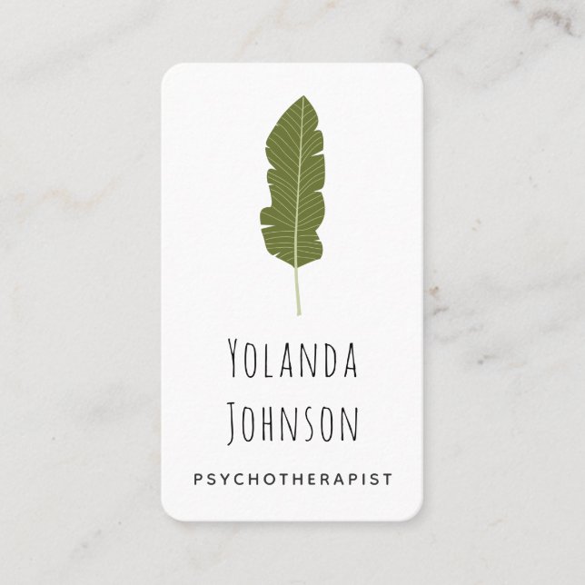 Carte De Visite Psychothérapeute de la feuille verte simple Plante (Devant)