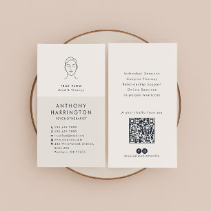 Carte De Visite Psychothérapeute moderne, code QR, Icônes SM