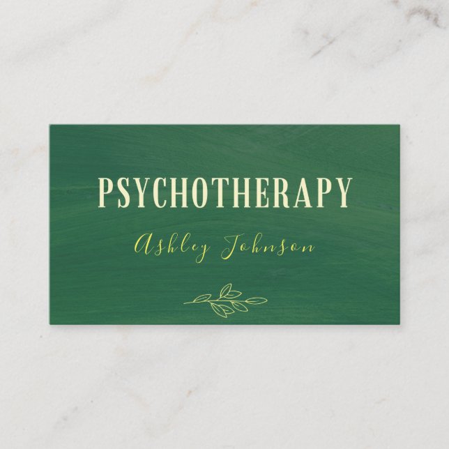Carte De Visite Psychothérapeute Psychologue Main Tiré Vert (Devant)