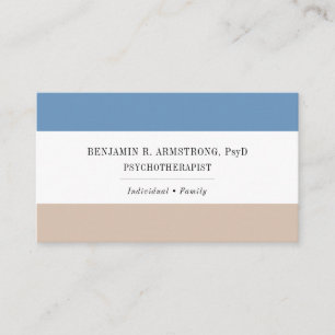 Carte de visite Psychothérapeute Simple Bleu Tan