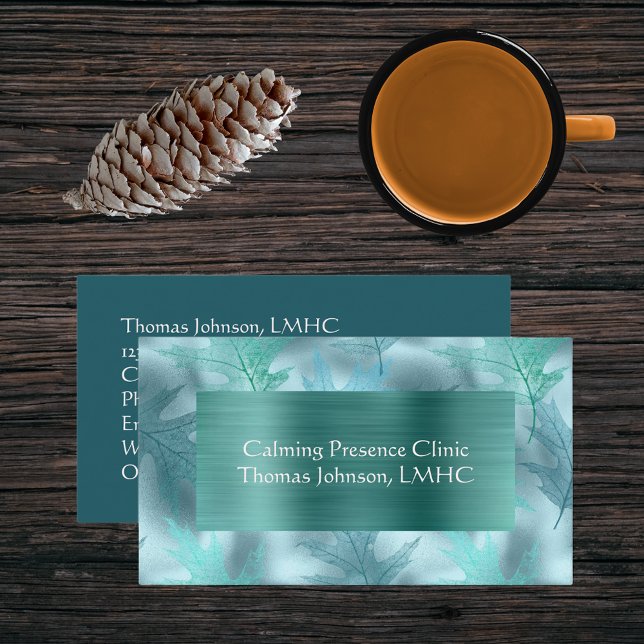 Carte De Visite Psychothérapie ou conseillère Turquoise feuilleté  (Créateur téléchargé)