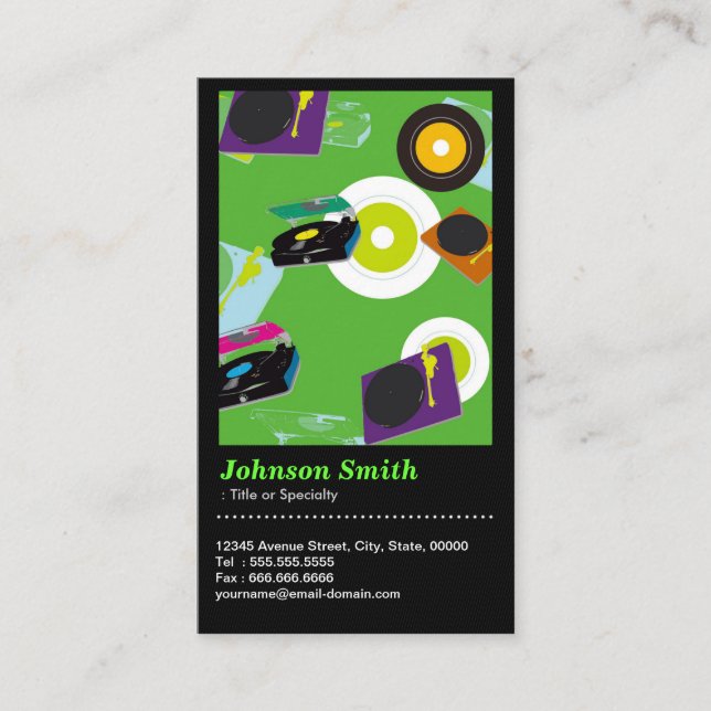 Carte De Visite Pub DJ - Disque Cool Jockey Mixer Deck - QR Code (Devant)