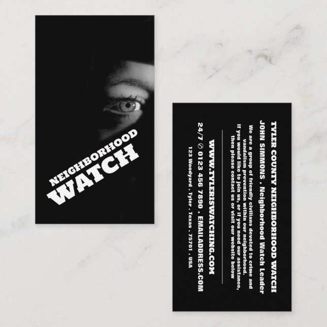 Carte De Visite Public View, Neighbority Community Watch (Devant / Derrière)
