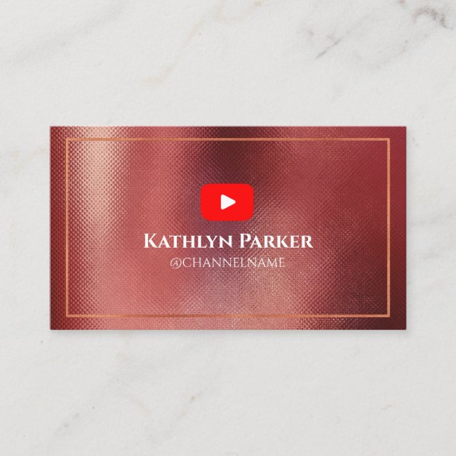 Carte De Visite Publicité de la chaîne YOUTUBE QR Code OR (Devant)