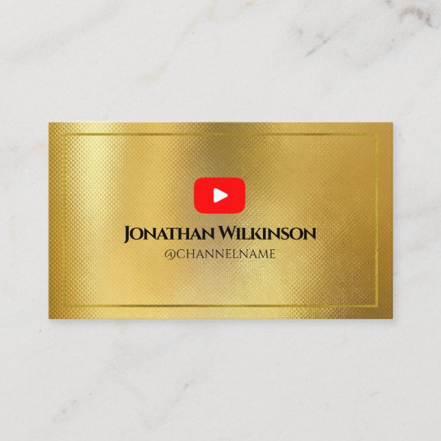 Carte De Visite Publicité de la chaîne YOUTUBE QR Code OR (Devant)