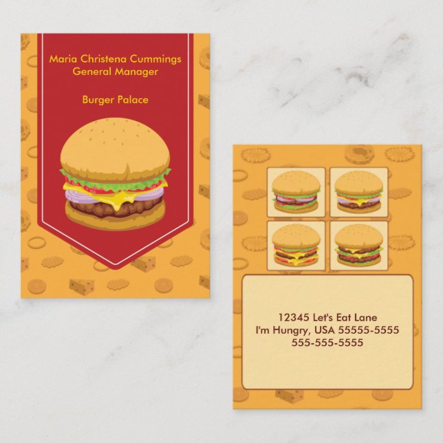 Carte de visite puissant d'aliments de préparation (Devant / Derrière)