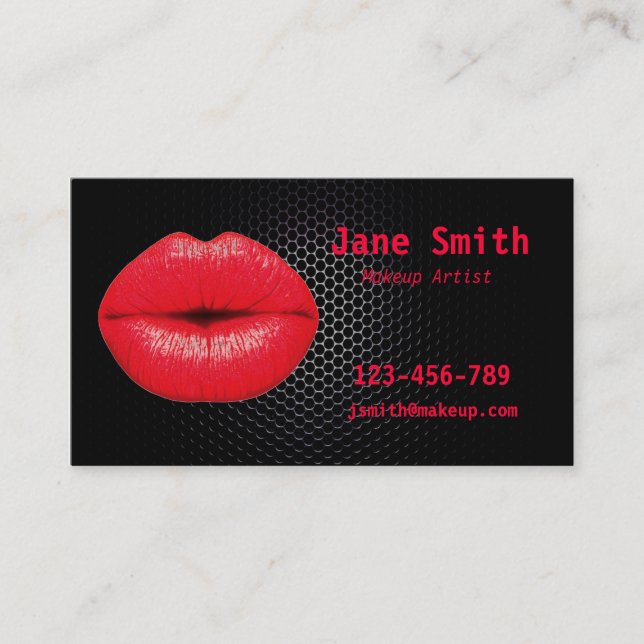 Carte De Visite Punk fascinant 80s de maquilleur rouge et noir (Devant)