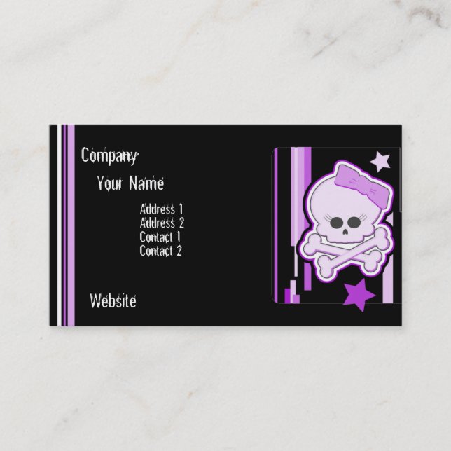 Carte de visite punk pourpre de crâne (Devant)