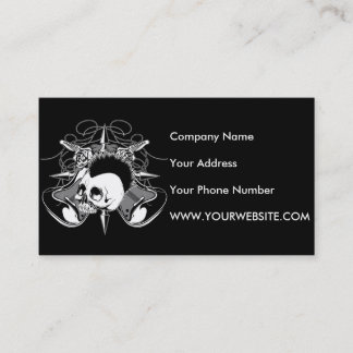Carte De Visite Punk Rock Mohawk Crâne Guitares Roses Spikes